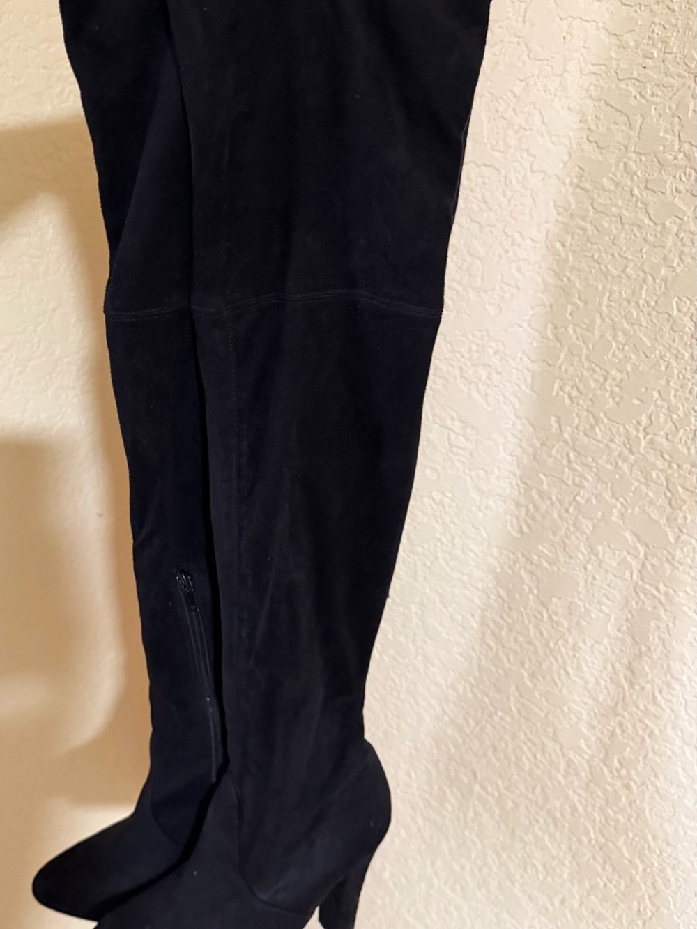 Black Women's Suede Over-the-Knee Heeled Boots